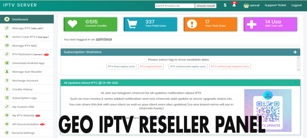 GEO IPTV RESELLER PANEL